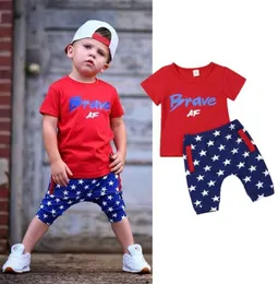 4 luglio vestiti per bambini bambini in indipendenza canotta con cappuccio e outfit pantaloni a strisce a strisce set335k4646818