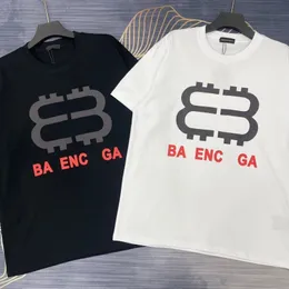 Yaz Tasarımcısı Erkek Avrupa ve Amerikan Yeni Klasik 2B Mektup Baskı Gevşek Çok Yönlü Büyük Günlük% 100 Saf Pamuk Çift T-Shirt