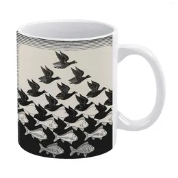 Muggar himmel i vattendjur Vit mugg kaffe 330 ml keramik hem mjölk te koppar och resepresent till vänner Escher Tessellation