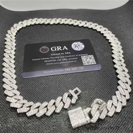 Hurtownia 14 mm mrożona w VVS Moissinian Cuban Link łańcuch sier bioder biżuterii Diamentowy Diamentowy Złoty łańcuch Naszyjnik Tester Pass