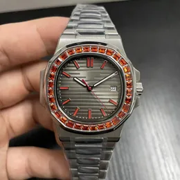 Super U1 Luksusowe męskie zegarek Red Square Diamond Grey Dilaved Ruch Black Dial Automatyczny ruch mechaniczny 904L Stal nierdzewna zegarek