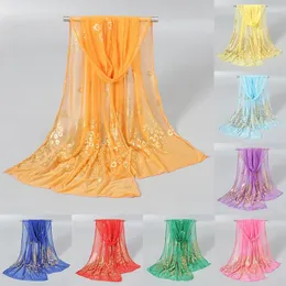 Sciarpe in chiffon oro oro hijab donne di alta qualità sciallio voile sciallino lungo morbido pashmina Stoles glitter sottile