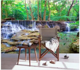 Papéis de parede Popa de parede PO personalizada KTV Sala de estar 3D Pintura original Bela paisagem Woods cachoeira rio