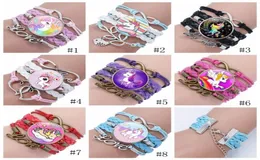 Girl Unicorn Bracelet Multilayer Rainbow Time Time Gems Bracelets Fashion Leather Chair Chair Cord Bangle Jewelry Jewelry Accessori8683594