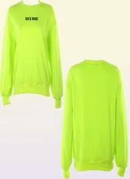 Darlingaga streetwear löst neongrön tröja kvinnor pullover brev tryckt avslappnade vintertröjor huvtröjor kpop kläder t29581659