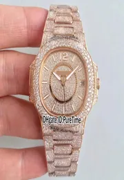 Edycja Jumbo 70211R001 Rose Gold Diamond Bezel Pełna srebrna diamentowa tarcza Miyota 9015 Modyfikuj 324SC Automatyczne Women Watch LA33229424