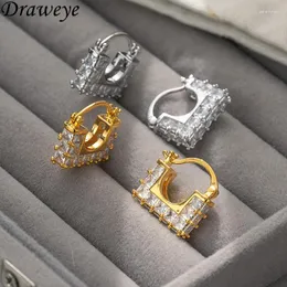 Stud Küpe Draweye Rhinestone Kadınlar için Vintage Kore Moda Zarif Exquit Torba Şeklinde Takı Lüks Aretes de Mujer