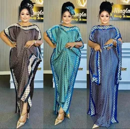Ethnische Kleidungskleid Länge 142 cm Büste: 160 cm Fashion Kleider Bazin Print Dashiki Frauen langes Kleid/Kleid Yomadou Farbmuster Oversize