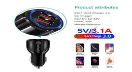 Car Adapter Qualcomm30 Smart Phone Quick Charge two USB Car onboard Charger 31A Fast Recharge for Mobile phones7672096