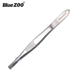 BlueZOO Cross-border E-commerce Beauty Tool with Anti Slip Texture, Flat Mouth, Silver Eyebrow Clip, Stainless Steel Tweezers