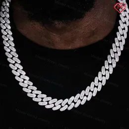 Hiphop 14mm Miami Blingling Iced Out Sterling Sier Custom VVS MOISSanite Cuban Link Chain