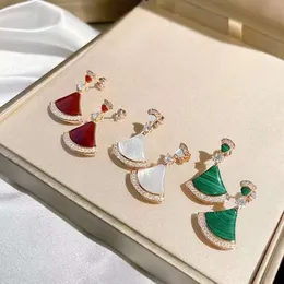 Temperament modedesigner örhängen vit fritillaria fläkt örhänge rosguldörhängen diva drömserie designer smycken kvinnlig charm fläkt dekoration fin gåva