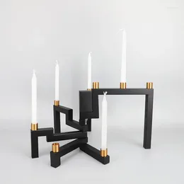 Titulares de vela Modernos rotativos e mutáveis titulares de metal ornamento casa romântica à luz de velas decoração de decoração de decoração de casamento