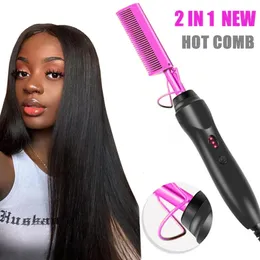 Hårrätare Flat Irons rätning Borste Uppvärmningskam Rak Styler Corrugation Curling Iron Curler 240412