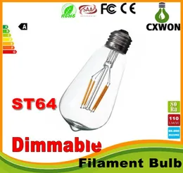 Super bright dimmable E27 ST64 Edison Style Vintage Retro COB LED Filament Light Bulb Lamp Warm White 85265V retro LED filament b2448913