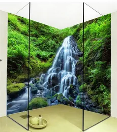 Cascate di carta da parati 3d foresta natura paesaggio po wall sticker murale pvc autoaddetto autoproolare bagno papel de parede5191801