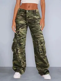 Women's Jeans 2024 Camouflage Cargo Pants High Wist Vintage Baggy Denim Trousers Straight Casual Fashion