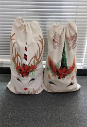 Рождественский большой подарочный пакет с конфетами холста для детей мешки Санта -Клаус Красный зеленый цвет сумки для шнурки 087460422
