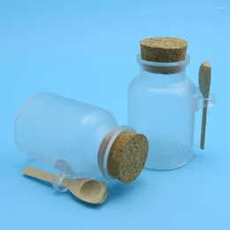 Бутылки для хранения 24 х 200 г пустая заполненная бутылка для ванной соли с пробкой Деревянной ложкой 200 мл порошка пластика