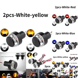 2024 2024 2Pcs 12V CNC Turn Signals Motorcycle LED Handle Bar End Blinker For 22Mm Handlebar Signal Light Flashing For Handle Bar