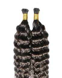 Italienischer Keratin -Stick I Tipp menschliche Haarverlängerungen 4 dunkelbraune vorgebundene Stick Jungfrau Mongolian Deep Wave Remy Haare Erweiterungen F5507401