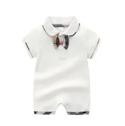 Yaz Bebek Erkek Kızlar Kısa Kollu Bowtie Bebek Pamuk Taşma Turnaz Tulum Tulumlar Toddler Nefes Alabilir Onesies Kids C1793520