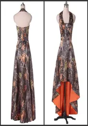 2022 Halter Neck Prom Dress Backless High Low Party Wear Camo 독특한 디자인 공식적인 달콤한 여자 드레스 15 멋진 매력적인 D3753232