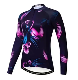 2020 Bisiklet Jersey Uzun Kollu Kadın Bisiklet Jersey Yolu MTB Bisiklet Gömlekleri Dağ Maillot Yarış Bluz Kadın Sonbahar Mor Pink9152156