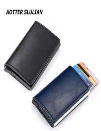 MEN SMART WALLET RFID آمن antitheft Holder Women Small Presh Bank IDERDERDALDER METAL TILL CASE Black PU LEATHER CLAT