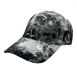 Bollkåpor krökta grim toppade-Proof Sun Hat Face-ser Liten Tie-Dyed Baseball Cap for Women Spring and Summer