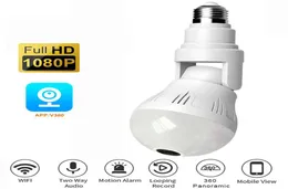 2MP Wi -Fi Panorama Camera Lampa bezpieczeństwa panoramiczna żarówka CCTV Wideo bezprzewodowa kamera IP Surveillance Fisheye HD Nocna kamera H08947789