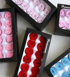 34CM 12pcs Grade A Preserved Rose flower gift box Valentines Day Gift box Favor Eternal Rose Heads for Wedding Party Decoration287107495