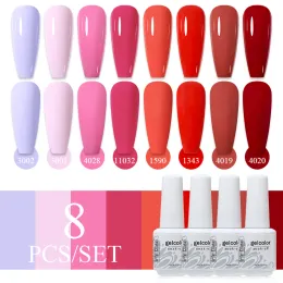 Gel Arte Clavo 6/8pcs Red Series Gel Nail Polish Set Winter Colors Semi Permanent Varnish Soak Off UV LED Gel Nail Art Base Top Coat