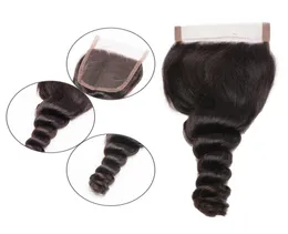 Бразильские девственные волосы свободная волна 4х4 закрытие кружева предварительно сорвано с детскими волосами6207029