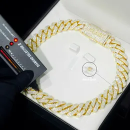 2024 Фабрика Оптовая индивидуальность 9K 10K 14K Сертификат настоящего твердого золота Moissanite Diamond Кубинский звенья колье колье 10 мм.