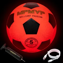 MPMVP Light Up Soccer Ball - Glow in the Dark - USB Rechargeable - Official Size - Gift Wraped for Kids Boys Teenagers Youth 240403