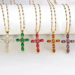 Anhänger Halsketten Wunderschönes Kreuz Zirkon Halskette Religiöses Glauben Gebet Liebe Hoffnung Seelende Kirche Schmuck viel Glück Accessoires