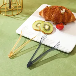 Forchette 20pcs/possono trasparente frutta multifunzionale 2 in 1 frutti ridotti stuzzicadenti clip da dessert