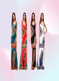 النساء الأفريقي Dashiki Maxi Dress African Bazin Print Robe Long Dresses التقليدية للسيدات بالإضافة إلى الحجم الفستان الشاطئ النحيف 3570902