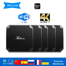 Kutu 5pcs X96 Mini SMAT TV Kutusu Android 9.0 Amlogic S905W Dört Çekirdek 2G16G 2.4G WiFi 3D 4K Medya Oynatısı HD TVBox Set Üst Kutu X96mini