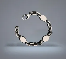 Casal de pulseira de manguito retrô 925 letras interligadas por cadeia angustiada Homens para mulheres joalheria236k3909542