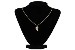 Fashiongold White Gold Iced Out Cz Zirconia Lovers Alen Angel Wing Necklace Chain Hip Hop Feather Ala Regali di gioielli FO8794954