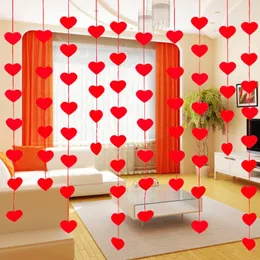 Party Decoration 85Red Hearts Felt Garland Valentines Day Red Heart Hanging String Valentine Wedding Birthday Decor Supplies