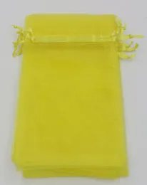 Lemon Yellow 7x9cm 9X11cm 13X18cm Organza Jewelry Gift Pouch Bags For Wedding favorsbeads Accessories7546202