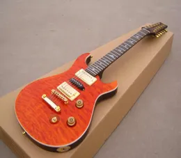 Guitarra OEM RPS ELECTRIC Guitare Veja Thru Quilt Orange 12 String Gold Pats High Gerade2286991