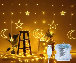 문자열 LED 스타 달 페어리 끈 조명 커튼 램프 usbbattery 운영 크리스마스 화환 웨딩 파티를위한 야외 도구 창 12209844