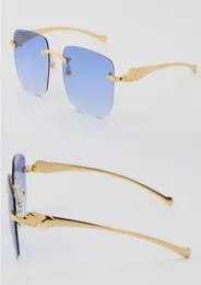 Ganzes Verkauf Luxus -Leopard -Serie Metal Randless Sonnenbrille 8300816 Große Sunbilnen Klassiker Klassische Piloten Metallrahmen Simple9840249