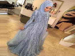 2020 Nuovi abiti da sera formale musulmani Abito hijab Dubai Abiti di paillettes a sequestro a maniche lunghe per le donne Kaftan Abiye Ves4516911