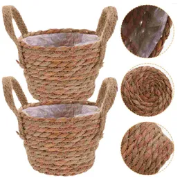 花瓶の織物のゴミはわらの植木鉢ナチュラレスパラエクステリアの手織りホルダー