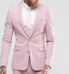 Pink Slim Fit Wedding Tuxedos لـ Groom Wear 2018 Latched Fabel Custom Made Groomsmen Suct Suctive Two Suits Suits Jacket Pants6044677
